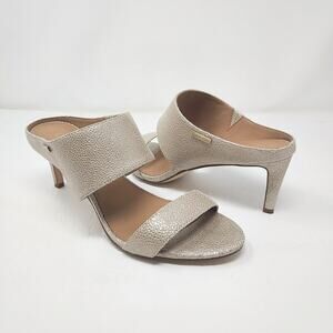 Calvin Klein "Cecily" Metallic Gold Peep Toe Strappy Kitten Heels Size 6.5